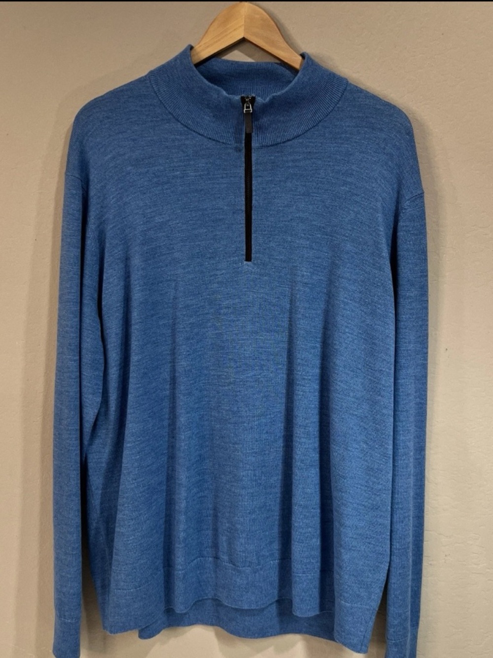 UNTUCKit Belguardo 100% Merino Wool Men's Sweater 1/4 Zip Knit Blue SZ XXL